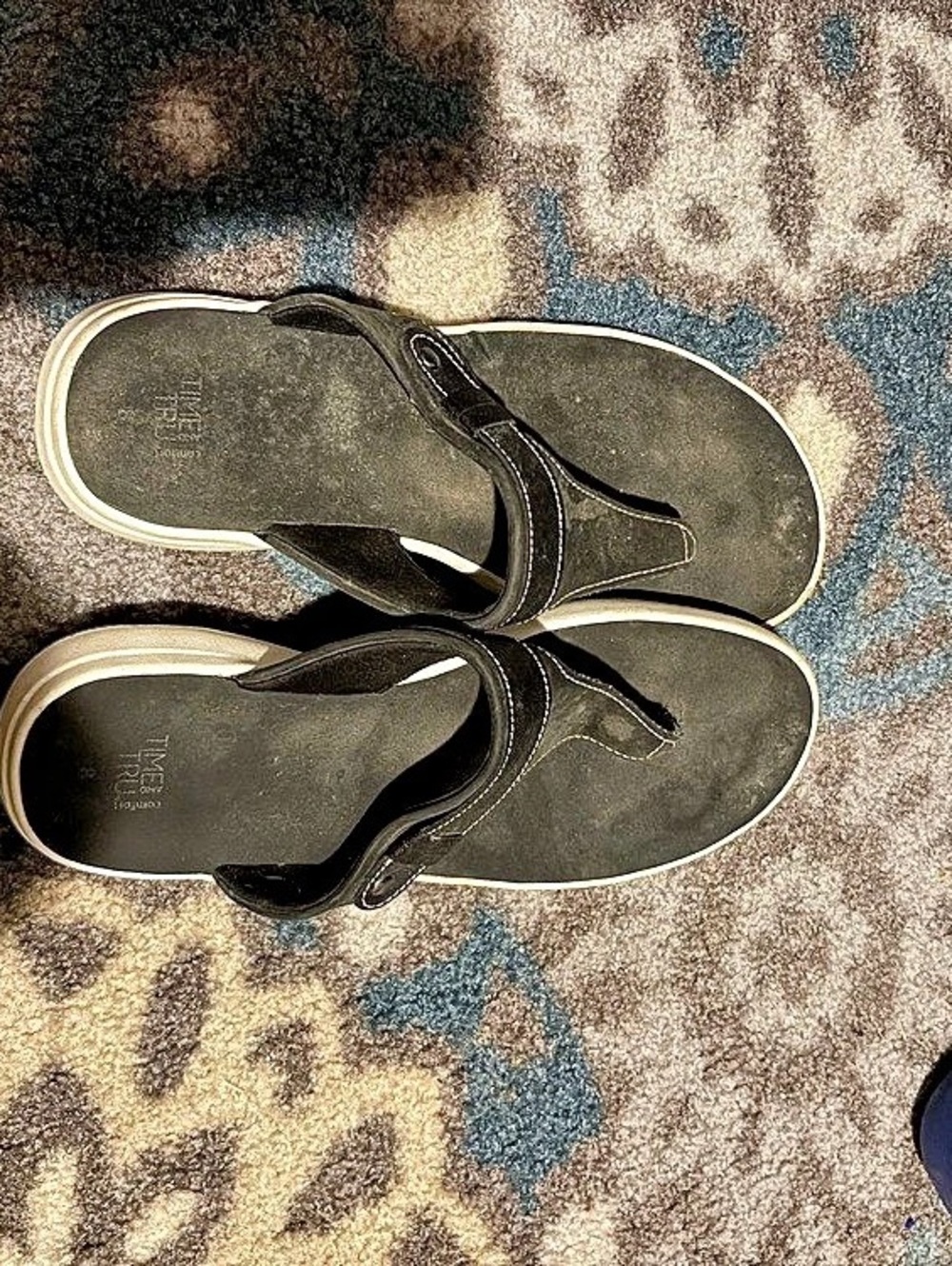 Time and Tru Black & White Sandals US 8
